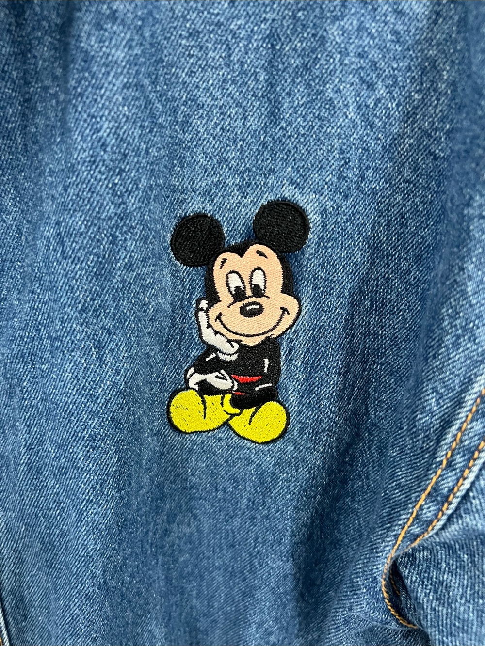 Vintage Disney Blue Denim Hooded Anorak Jacket with Mickey Mouse Patch - Picture 4 of 12